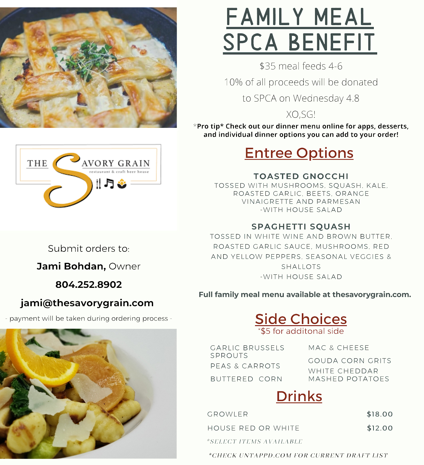 The Savory Grain To Go Fundraiser Richmond SPCA