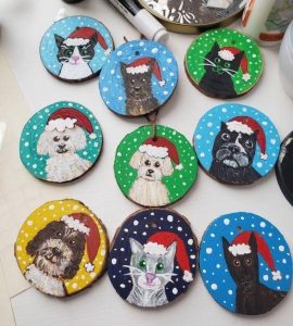 ornaments with painted pets for Christmas